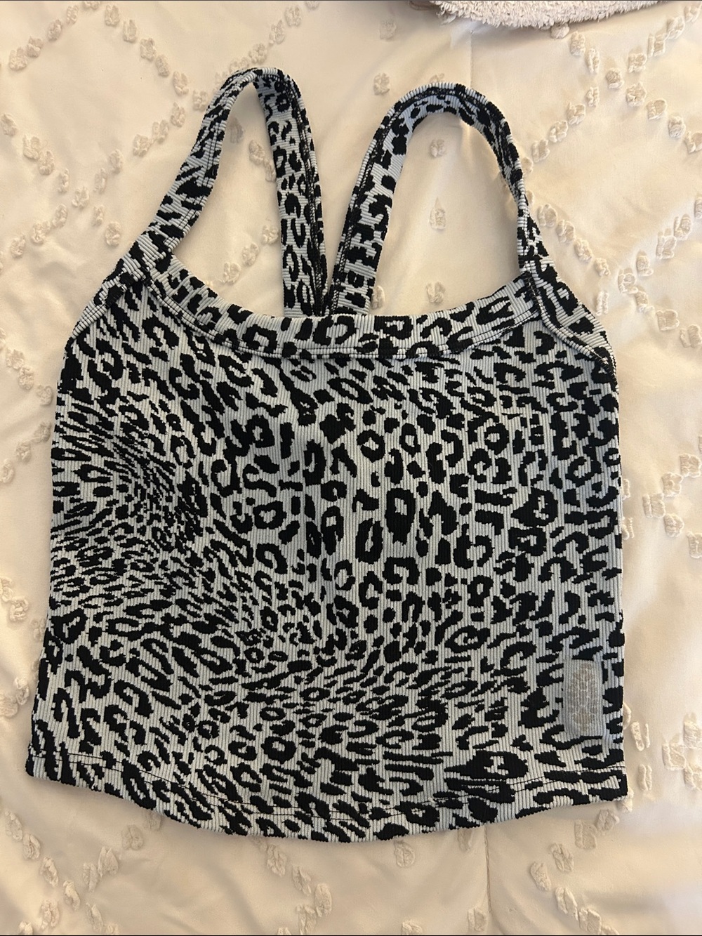 FP Movement by Free People Black and White Leopard Ribbed Tank